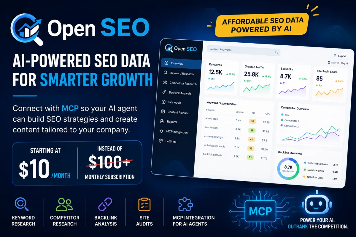 Open SEO Launches Affordable AI-Powered SEO Data Platform Starting at Just $10/Month